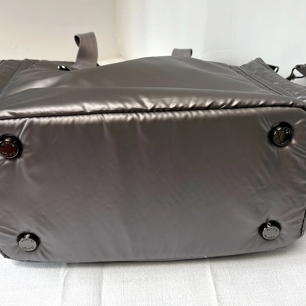 Lug Metallic Gray Quilted Duffel diaper bag